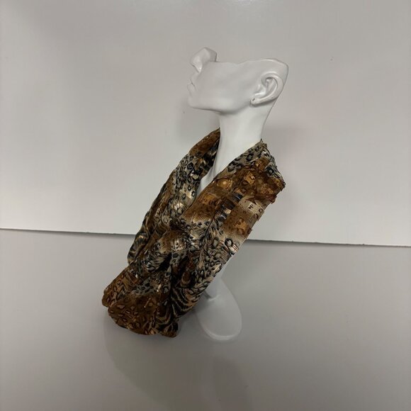 Animal Print Infinity Scarf Lightweight Silky Brown Black Fashion Accessory - Picture 5 of 6